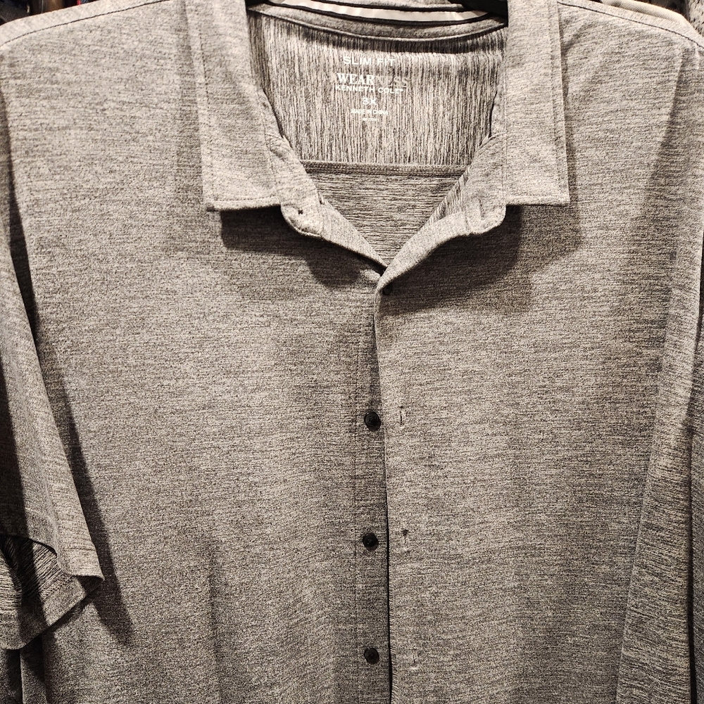 Men's Gray Casual Button Down Shirt